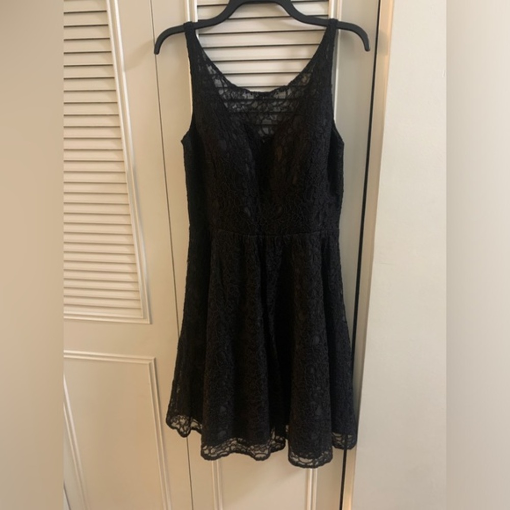Marina Elegant Black Lace Dress-0001